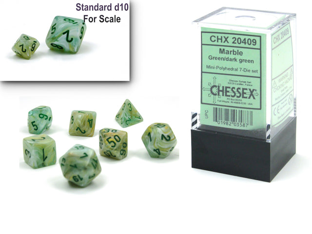 Marble: Mini-Polyhedral Green/dark green 7-Die Set