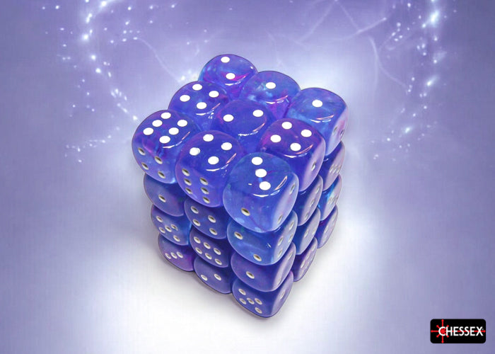 Nebula: 12mm d6 Aura/white Luminary Dice Block (36 dice)