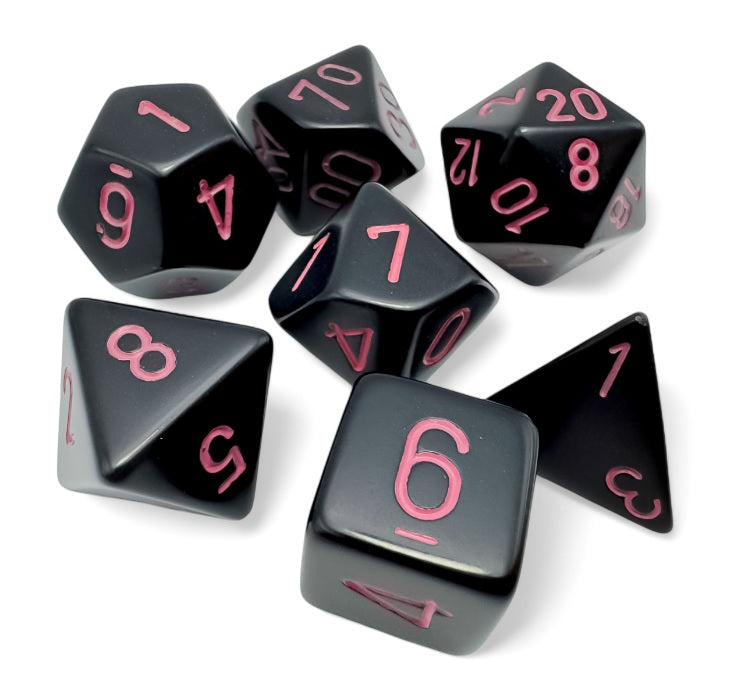 Opaque Polyhedral Pastel Pink/black 7-Die Set