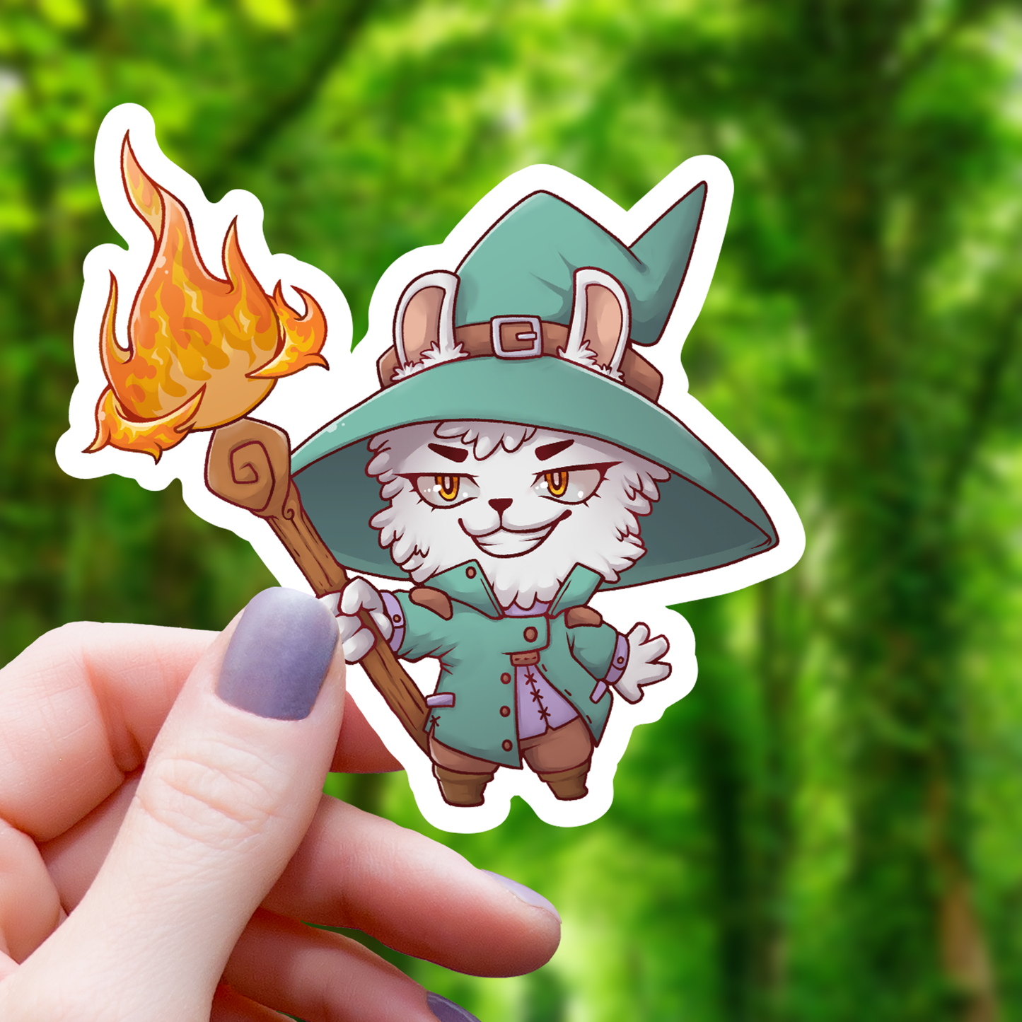 Llama Wizard Casting Fireball Sticker - 3"