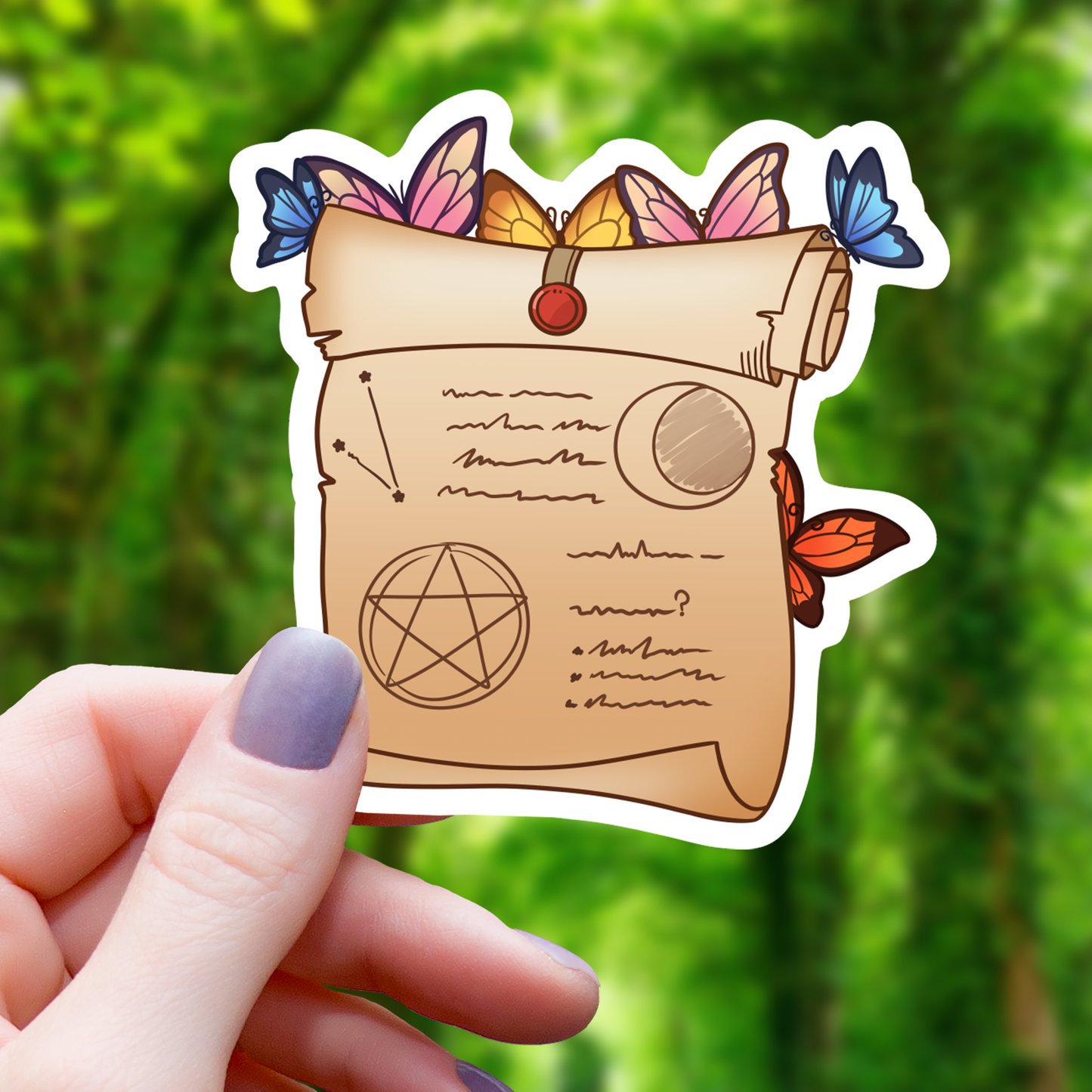 Astrology Butterfly Scroll Sticker-3"