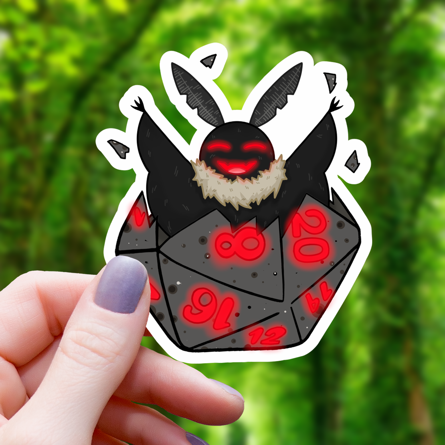 Mothman Bursting from D20 Sticker - 3"