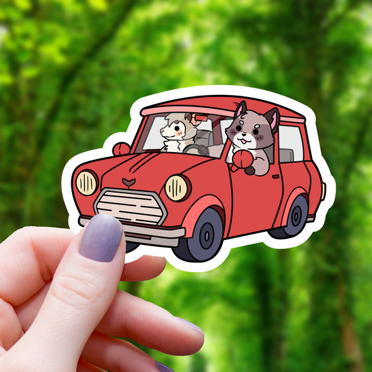 Raccoon and Opossum Car Sticker - 3"