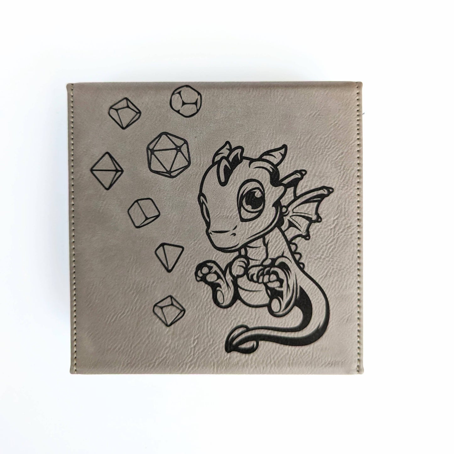 Adoragon - D&D - Vegan Leather Dice Box: Grey