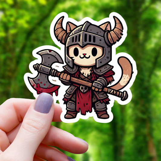 Bloody Cat Barbarian TTRPG Inspired Sticker - 3"