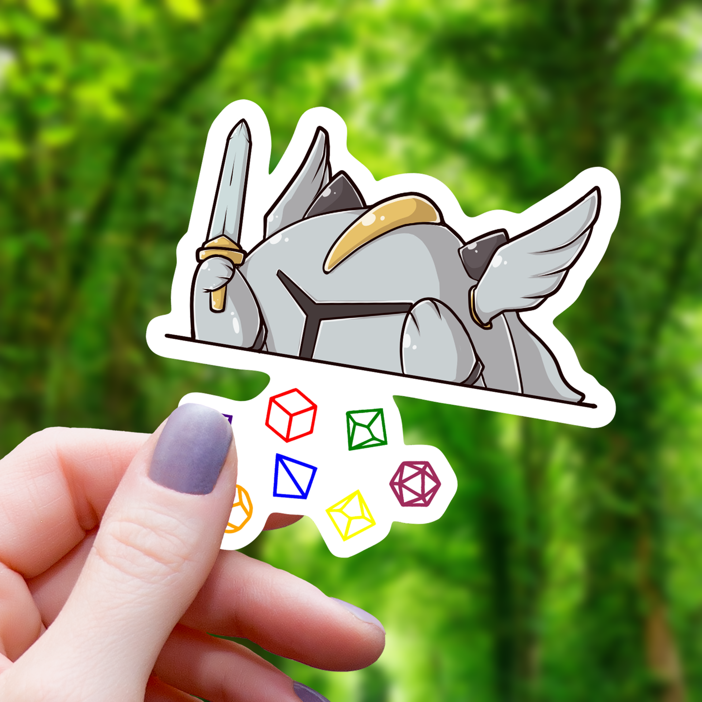 Paladin Cat Throwing Dice Sticker-3"
