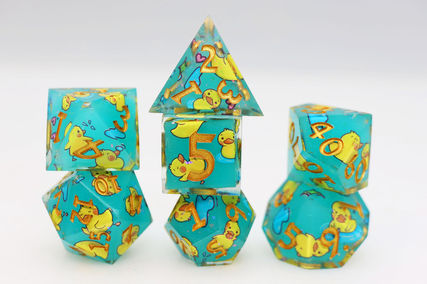 Splashing Duckies: Sharp Edge Decal RPG Dice Set