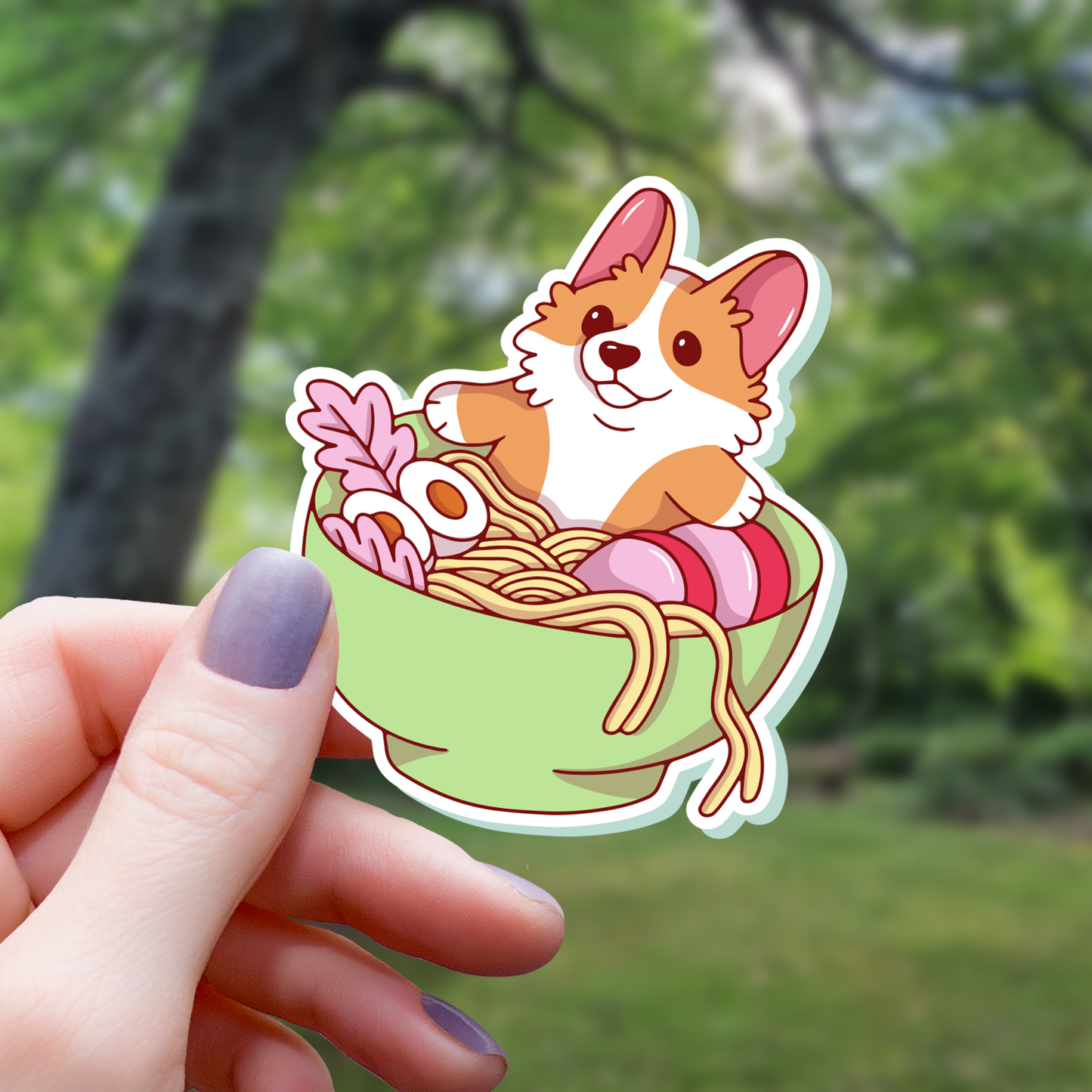 Corgi Ramen Bowl Foodie Sticker - 3"