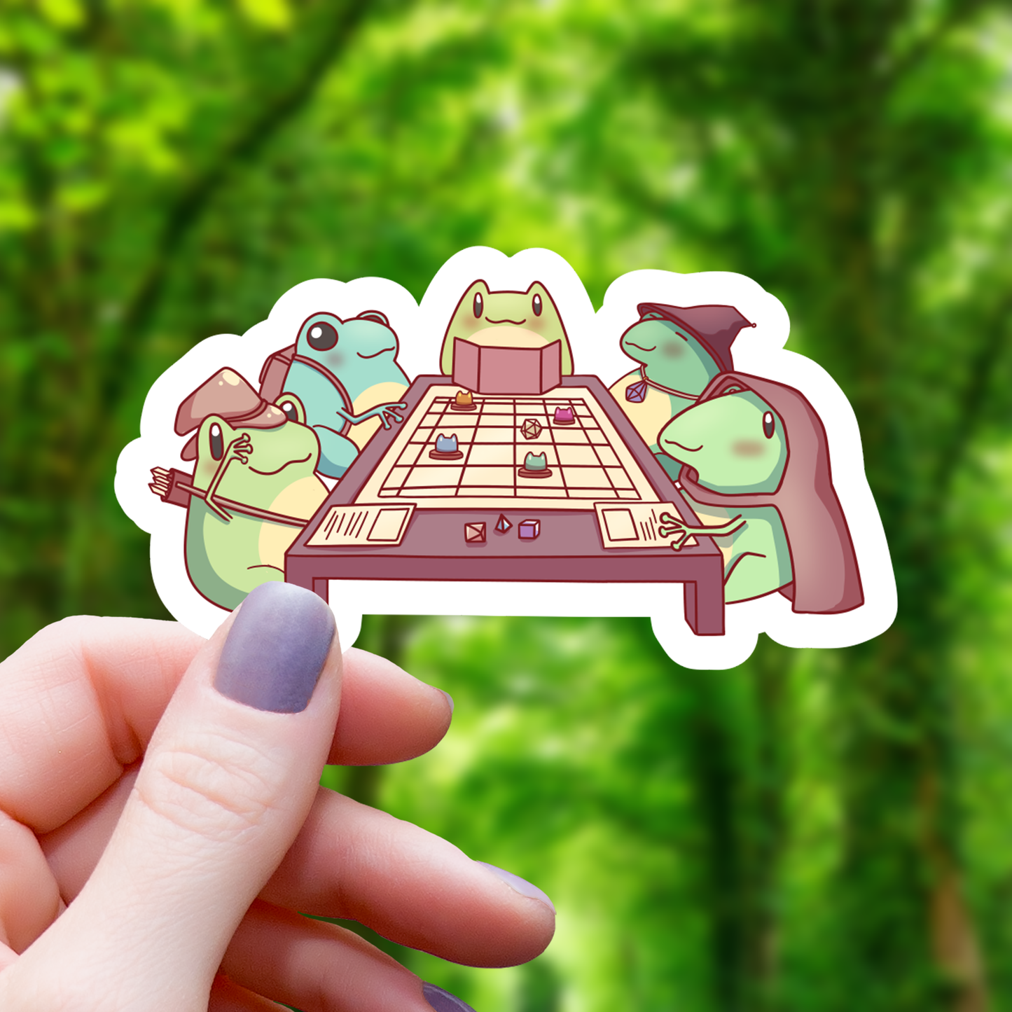 Frogs Playing TTRPG Sticker - 3"
