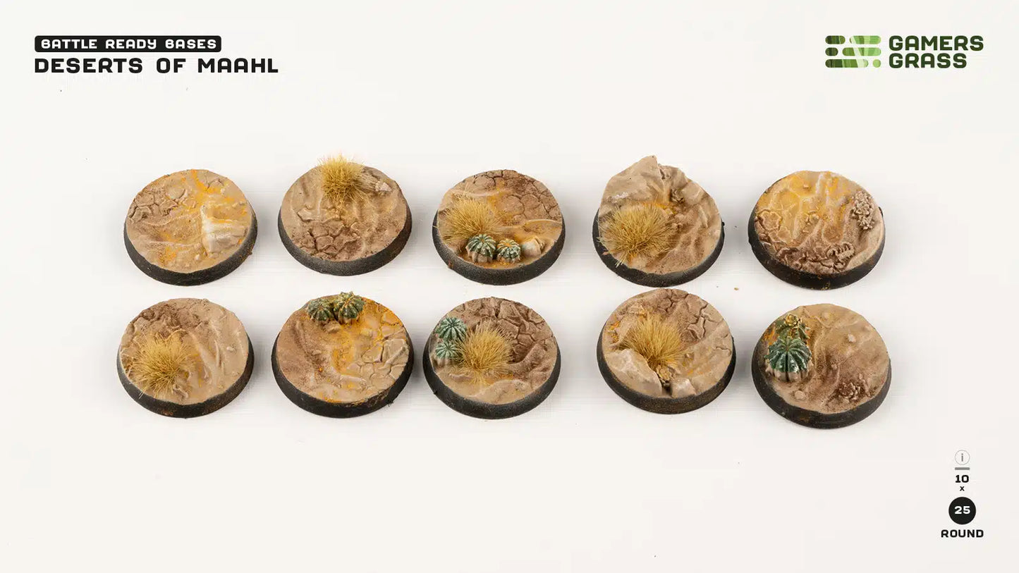 Battle Ready Bases: Deserts of Maahl- Round 25mm (x10)