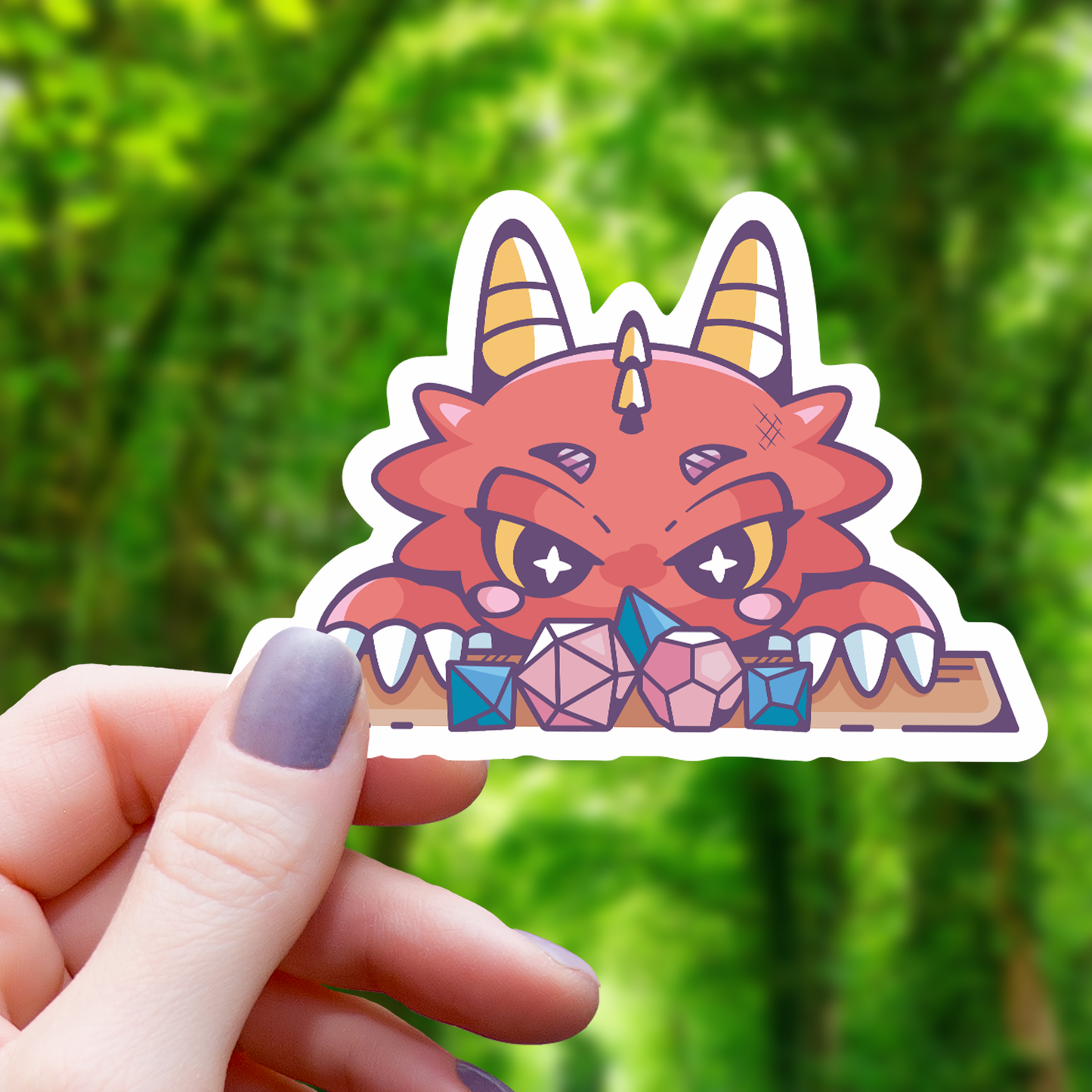 Dragon Entranced by Dice Sticker - 3"