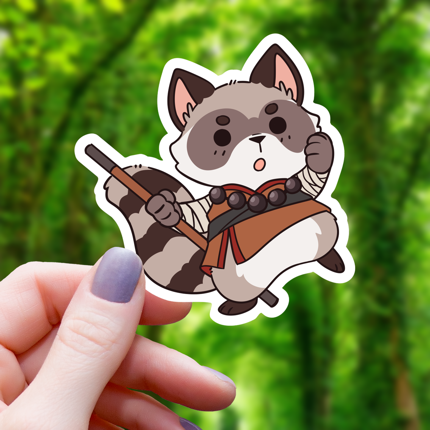 Raccoon Monk TTRPG Class Sticker-3"