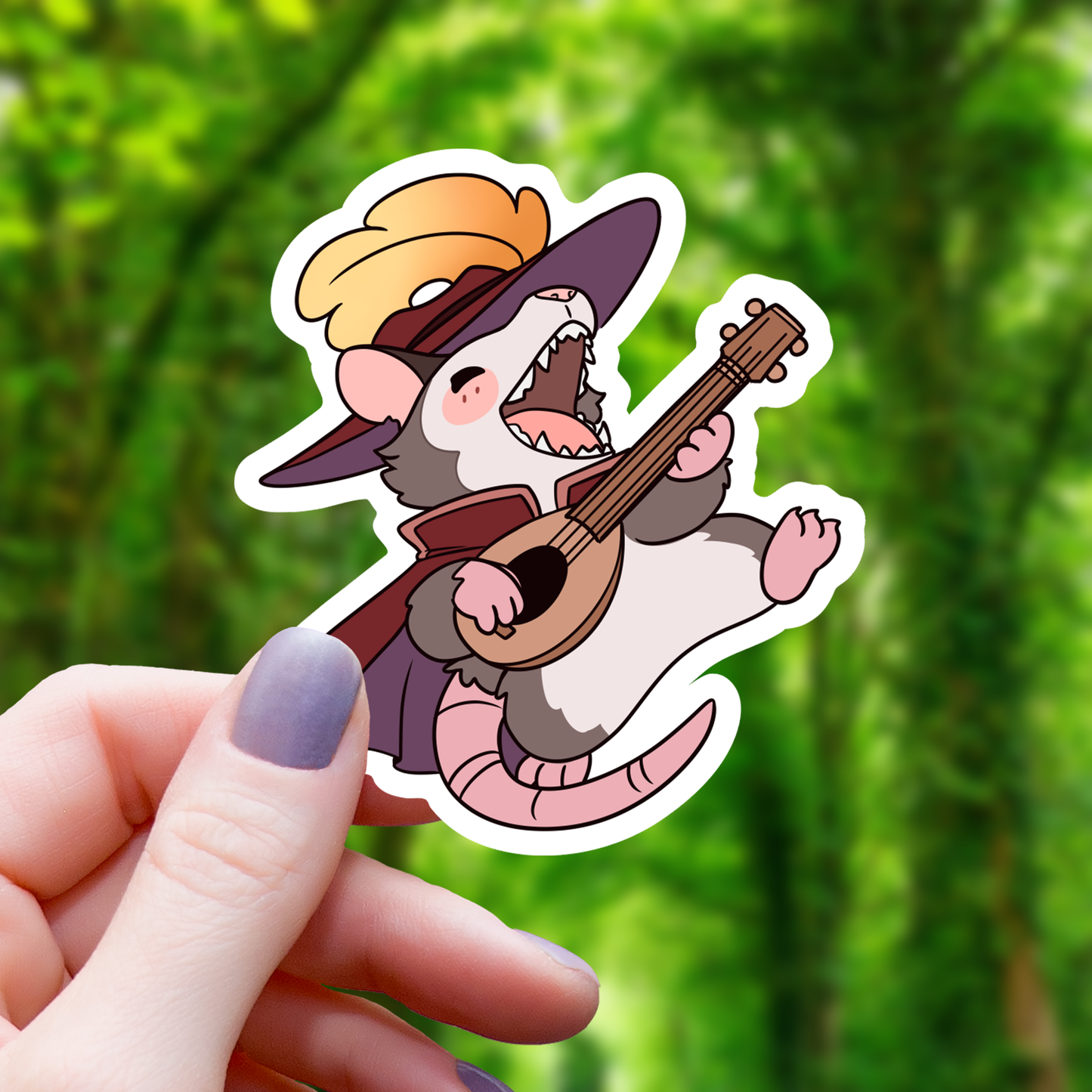 Opposum Bard TTRPG Class Sticker - 3"