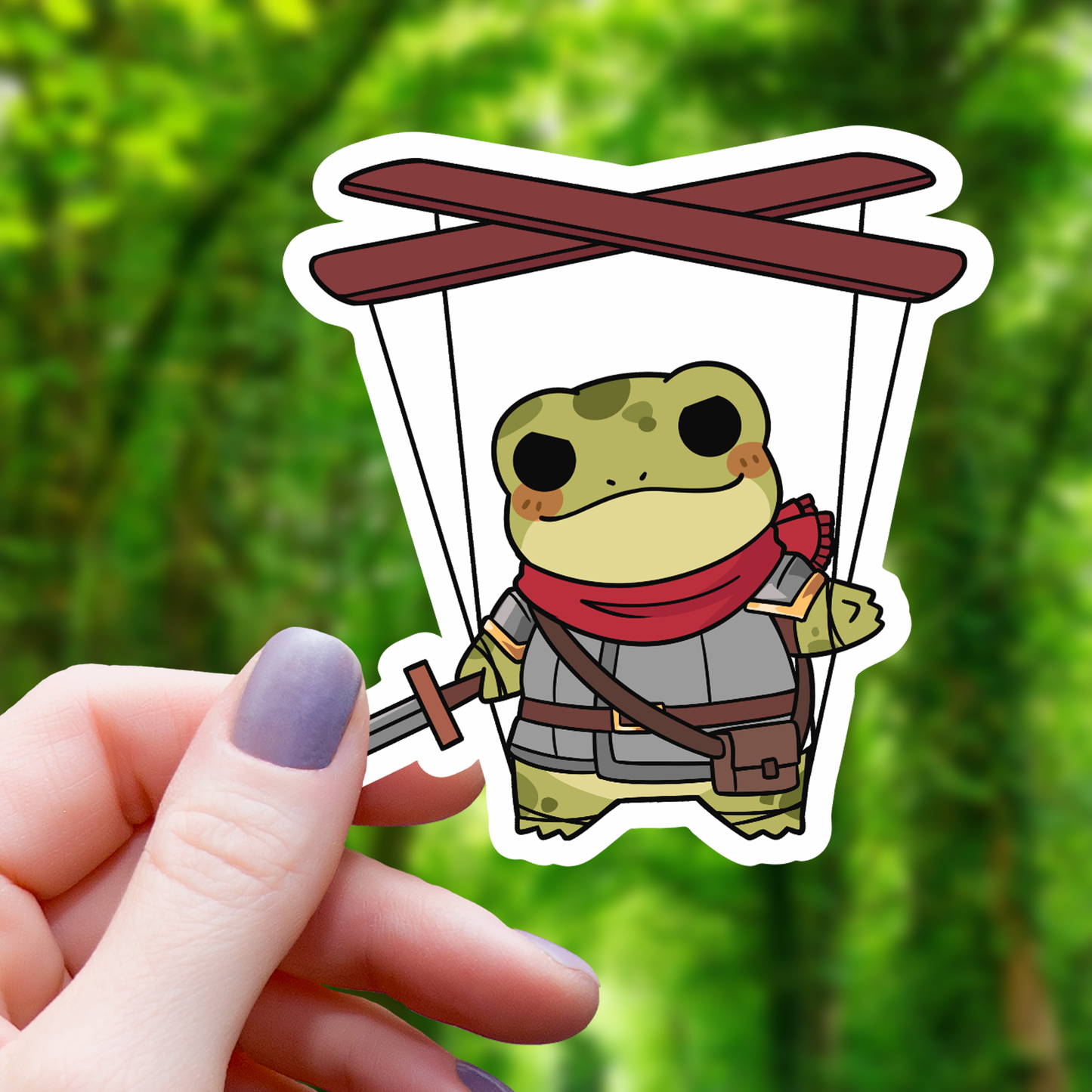 Frog TTRPG Adventurer Doll Strings Sticker - 3"