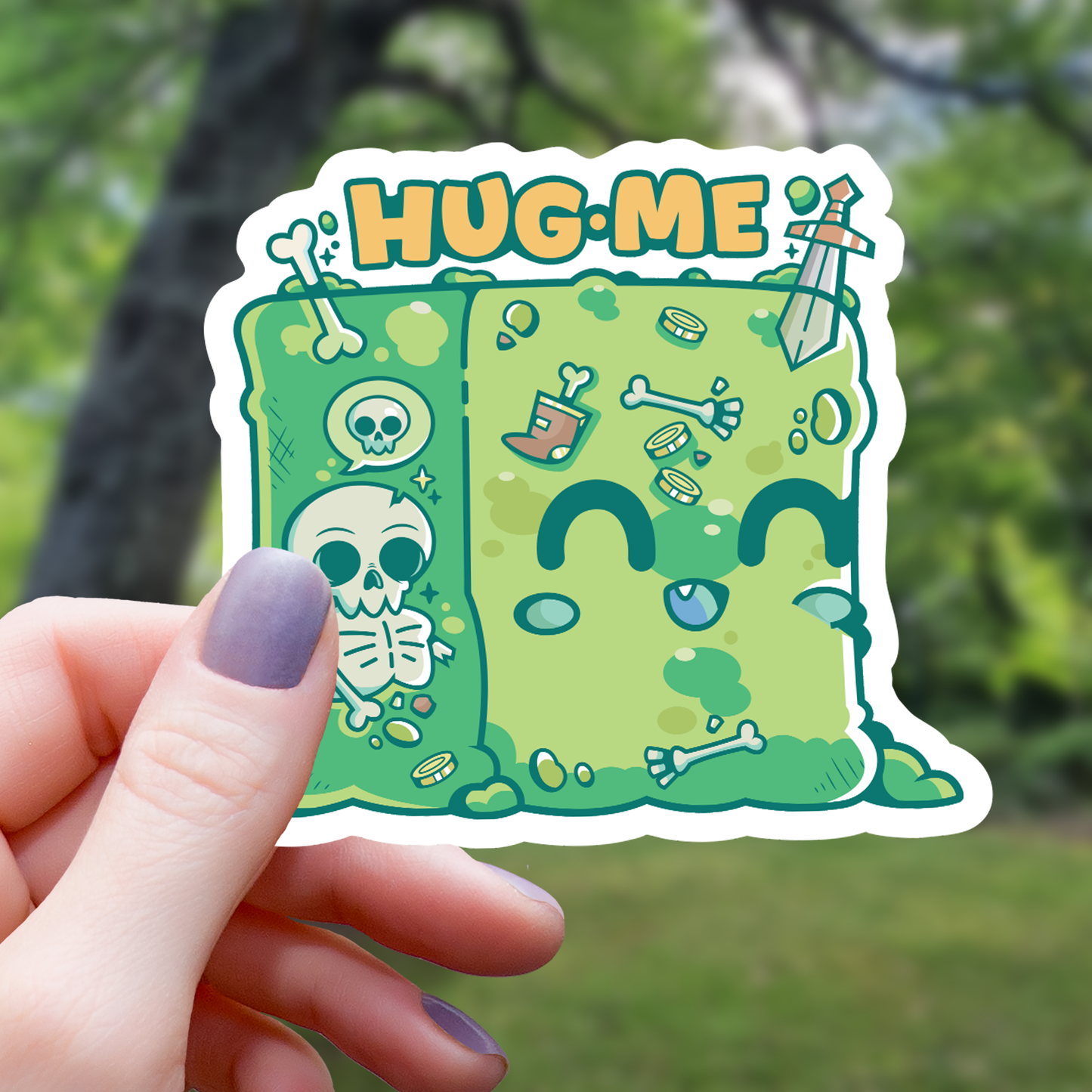 Hug Me Kawaiicube Monster Sticker -3"