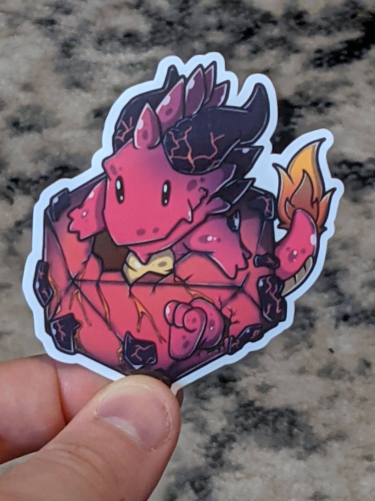 Polyhedral Dice Baby Magma Dragon Sticker - 2.5"