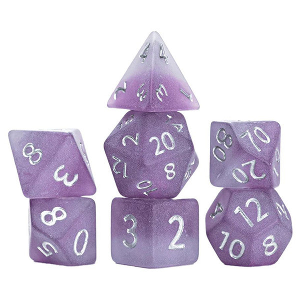 7-Set Cube Sea Glass Dice: Black Pearl