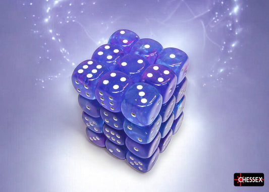 Nebula: 12mm d6 Aura/white Luminary Dice Block (36 dice)