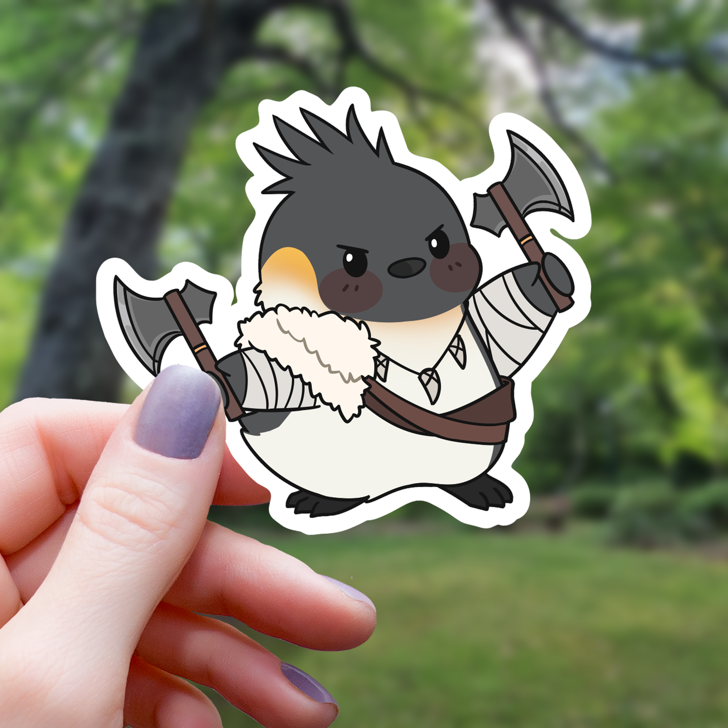Penguin Barbarian TTRPG Sticker - 3"