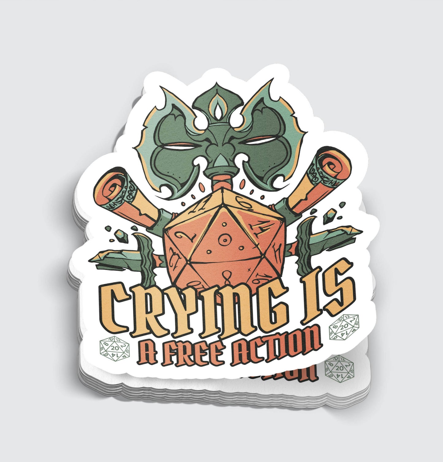 Crying Is A Free Action RPG Sticker - 3"