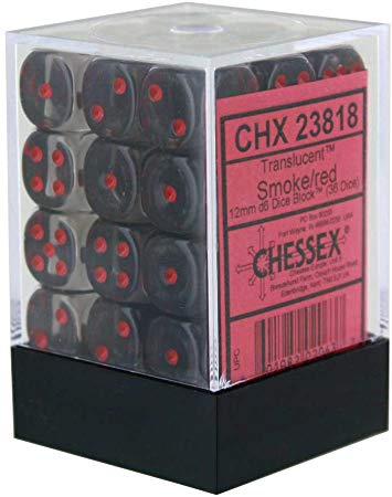 12mm 36d6 Translucent: Smoke/Red