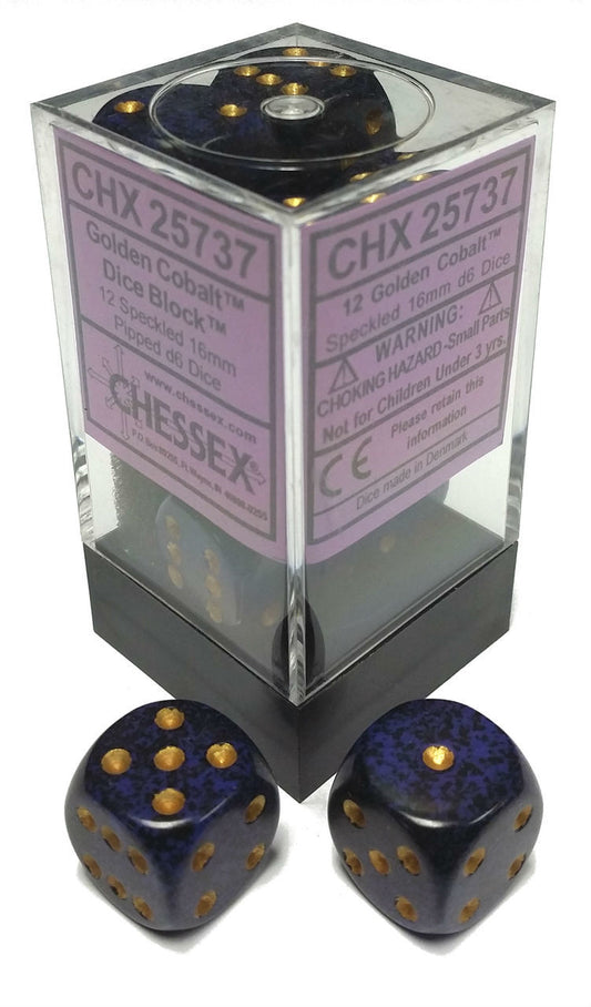 16mm 12d6 Speckled: Golden Cobalt