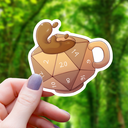 Polyhedral Dice Coffee Mug Sticker - 3"