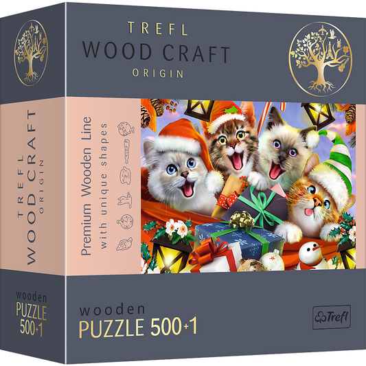 Wood Puzzle Festive Cat 500+1