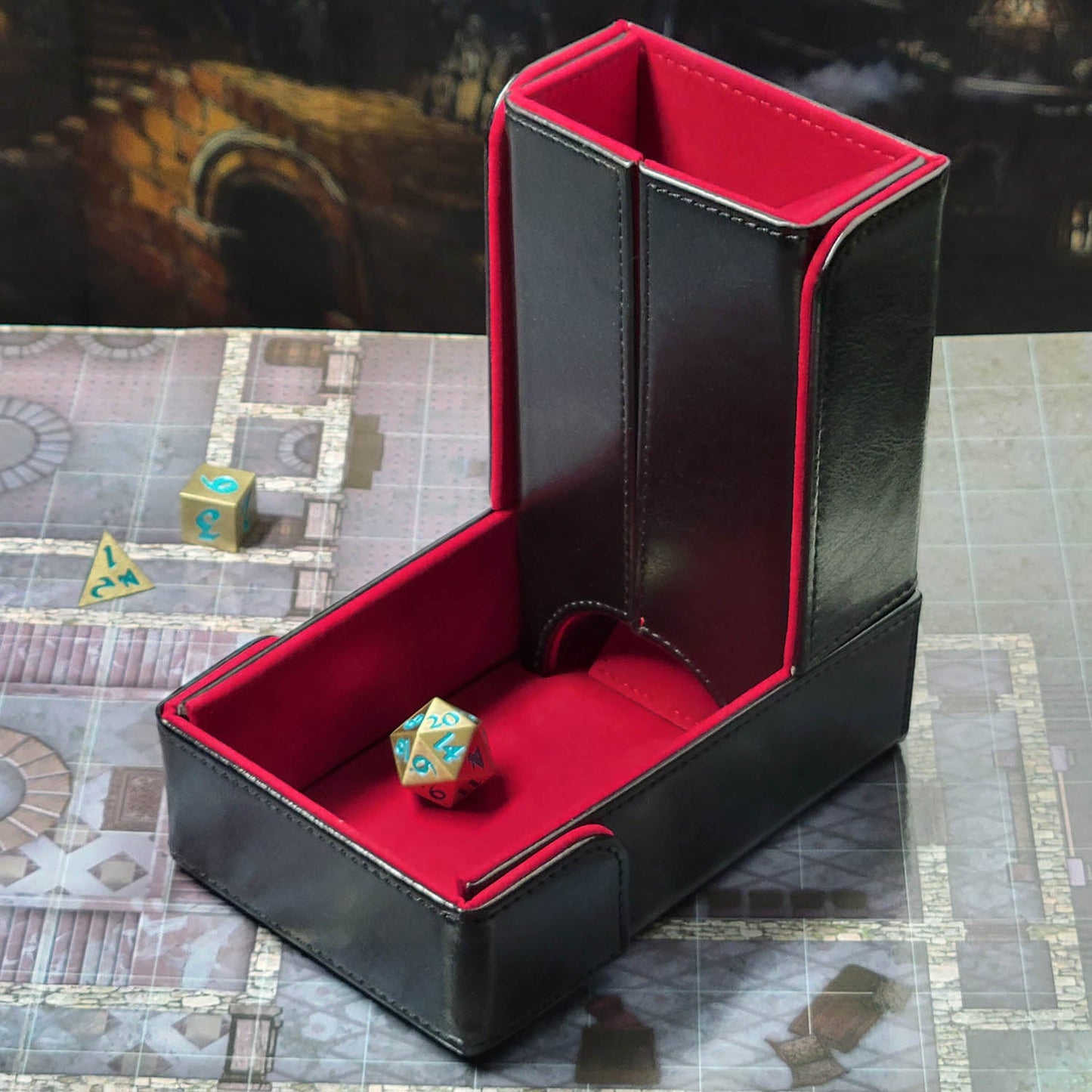 The Keep: Red Compact Magnetic Dice Tower and Dice Tray