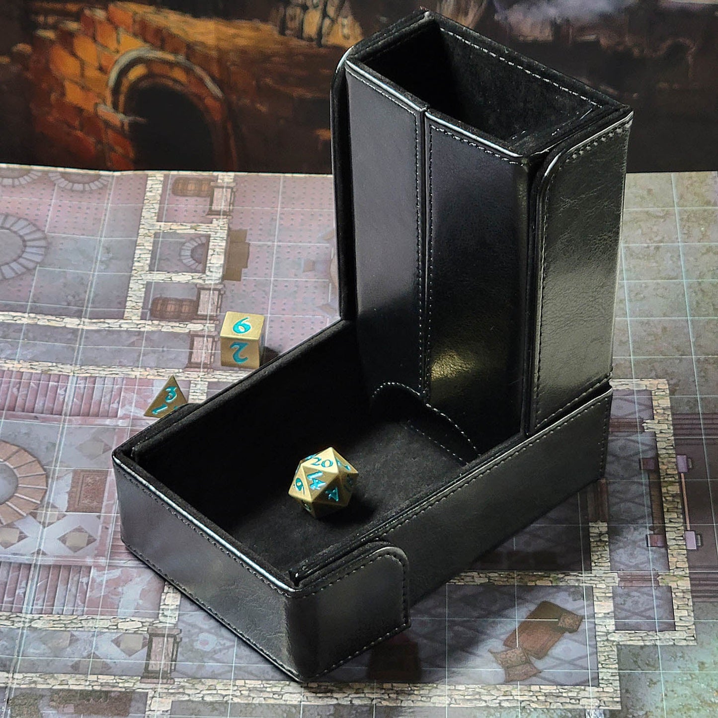 The Keep: Black Compact Magnetic Dice Tower and Dice Tray