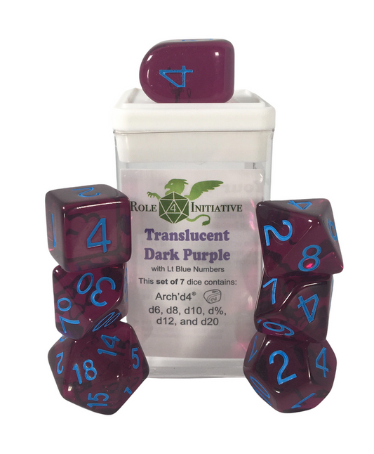 7 dice trns Dk Purple w/Lt Blu