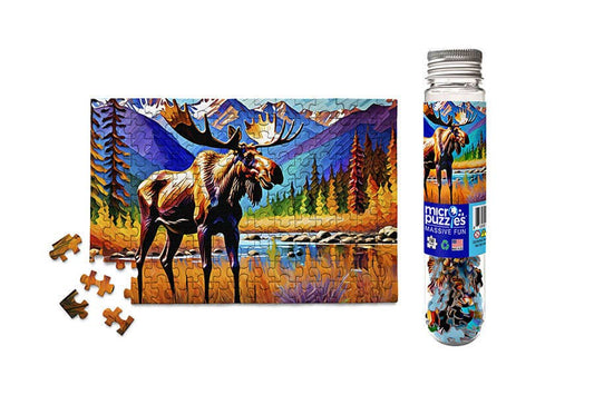 Colorful Moose wildlife forest mini jigsaw puzzle tube gift