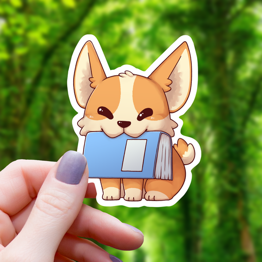 Corgi Holding a Book Sticker - 3"