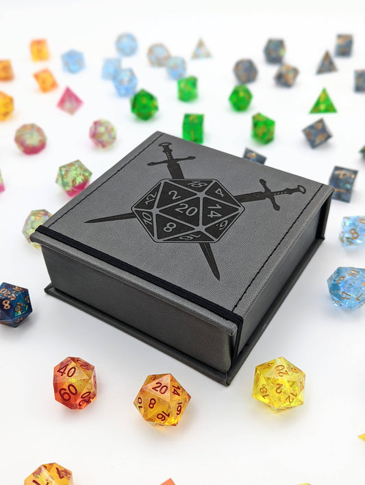 D20 Sword Dice Box Grey