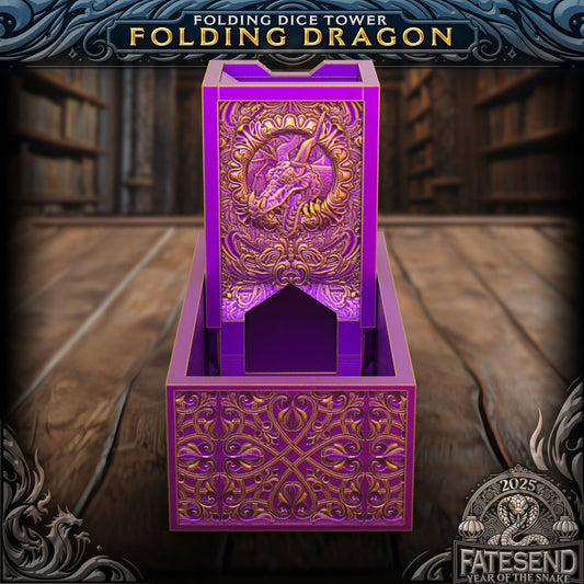 Folding Dragon Dice Tower & Storage | TTRPG, D&D, TCG, CoC - 3D Printed