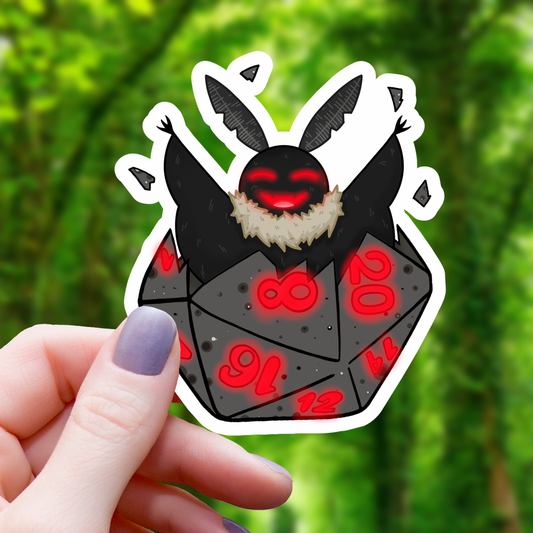 Mothman Bursting from D20 Sticker - 3"
