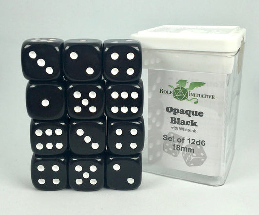 d6 18mm Opaque Black x12