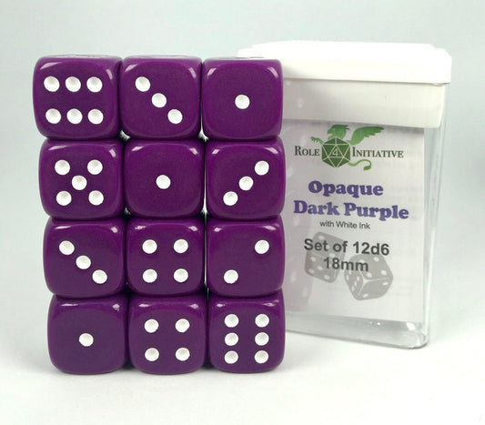 d6 18mm Opq Drk Purple w/ Wht