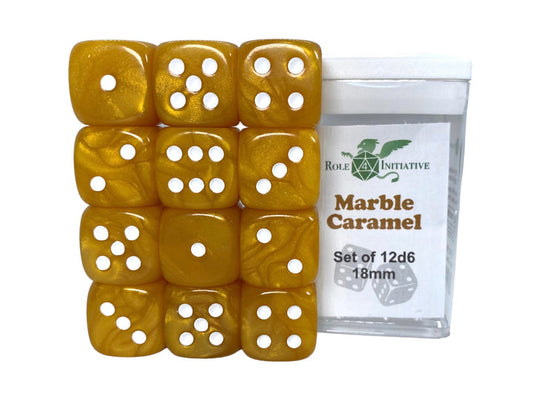 d6 18mm Marble Caramel