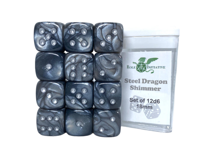 d6 18mm Steel Dragon Shimmer