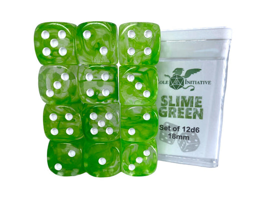 d6 18mm Diff Slime Grn w/Wht