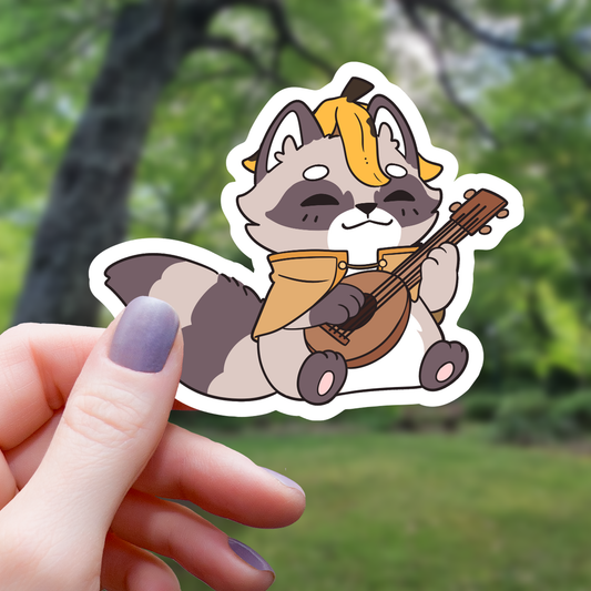 Raccoon Bard Funny TTRPG Sticker - 3"