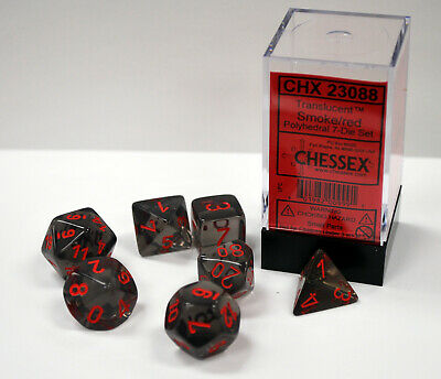 7-Die Set Translucent: Smoke/Red