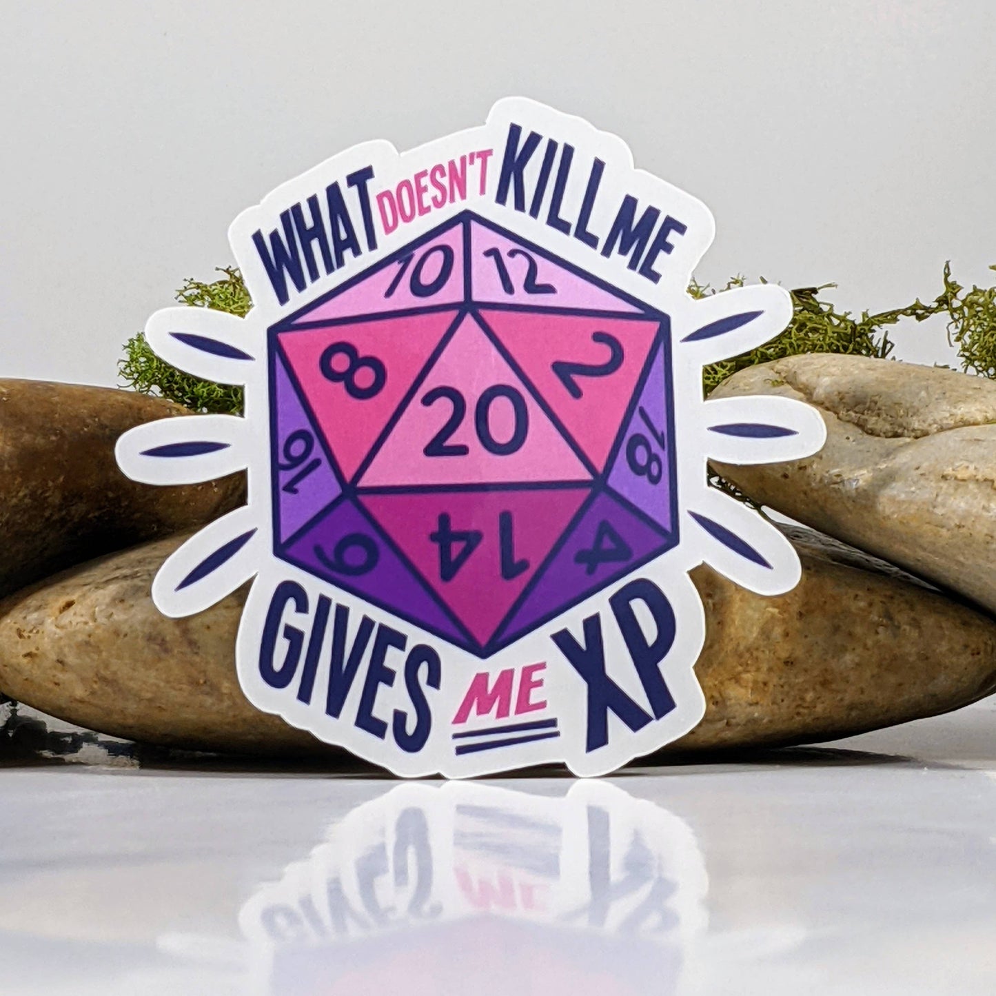 What Doesn't Kill You Gives You XP Dice Sticker - 2.5"