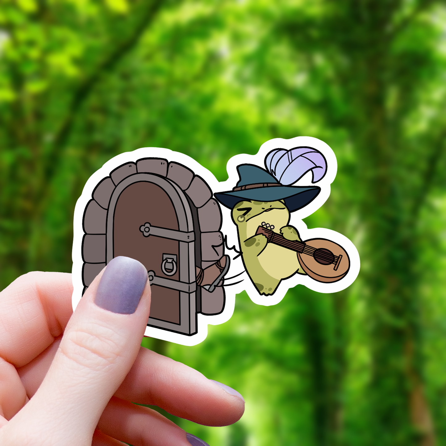 Bard Frog Getting Kicked Out Sticker - 3"