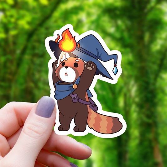 Red Panda Wizard Fireball Sticker - 3"