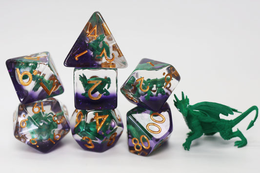 Young Green Dragon RPG Dice Set