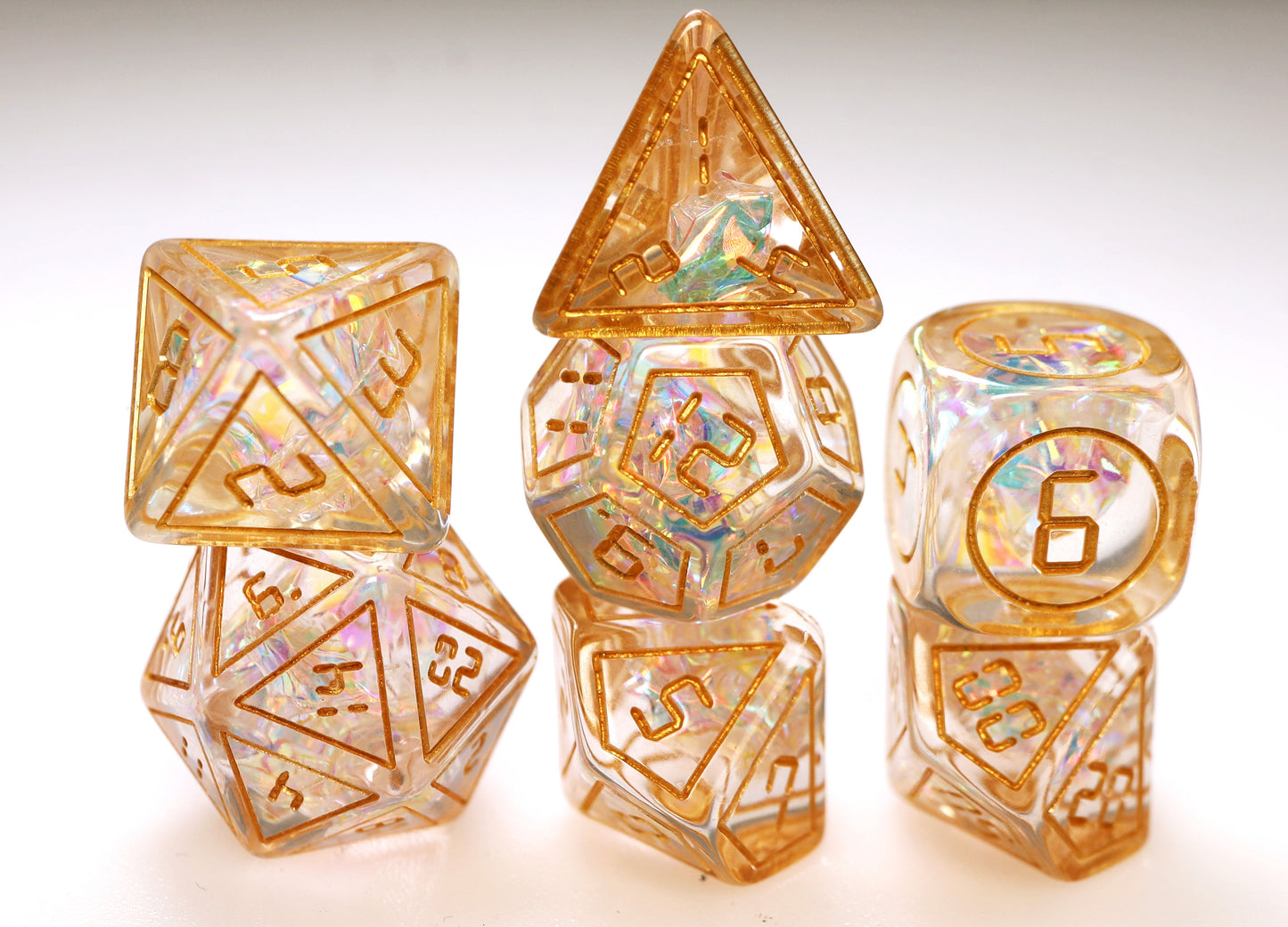 Cybernated Glass RPG Dice Set