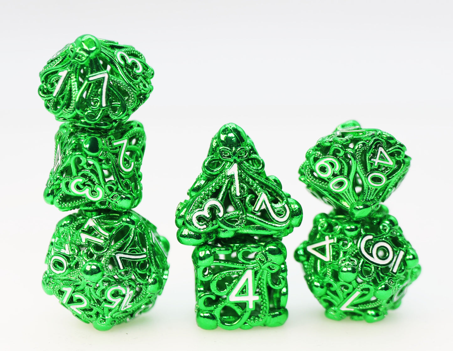 Mind Eater: Green - Hollow Metal RPG Dice Set