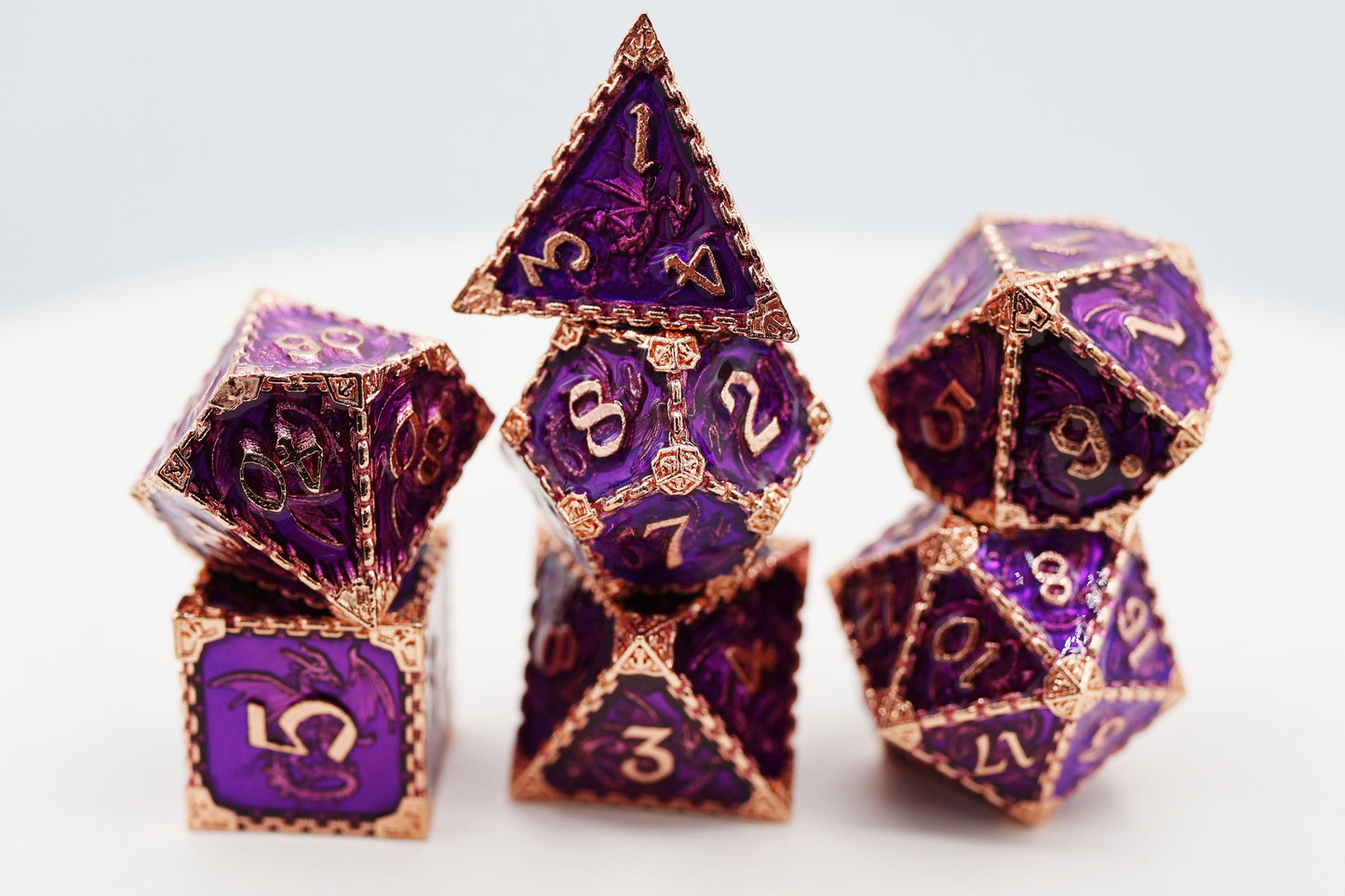 Chained Dragon: Royal with Copper - Metal RPG Dice Set